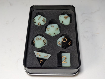 Sharp Edge D&D Dice Set - Black and Pearl