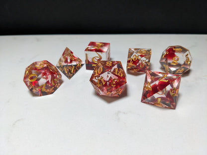 Sharp Edge D&D Dice Set - Translucent Blood Drop