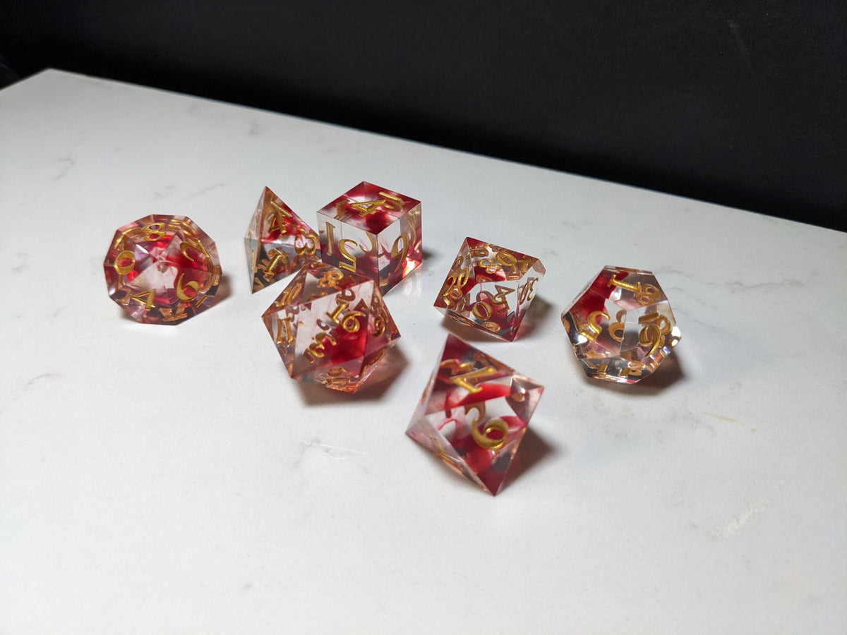 Sharp Edge D&D Dice Set - Translucent Blood Drop