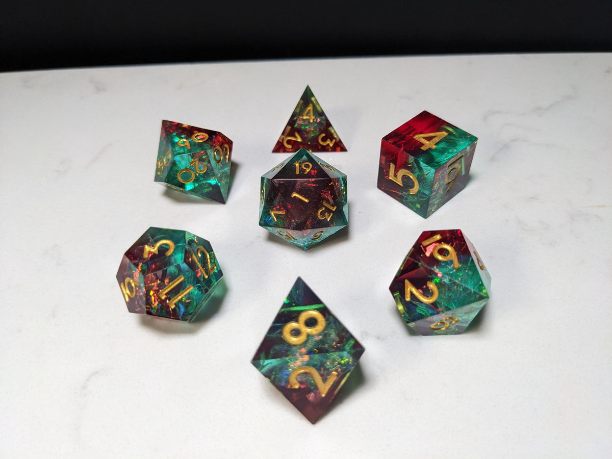 Sharp Edge D&D Dice Set - Translucent Red Blue