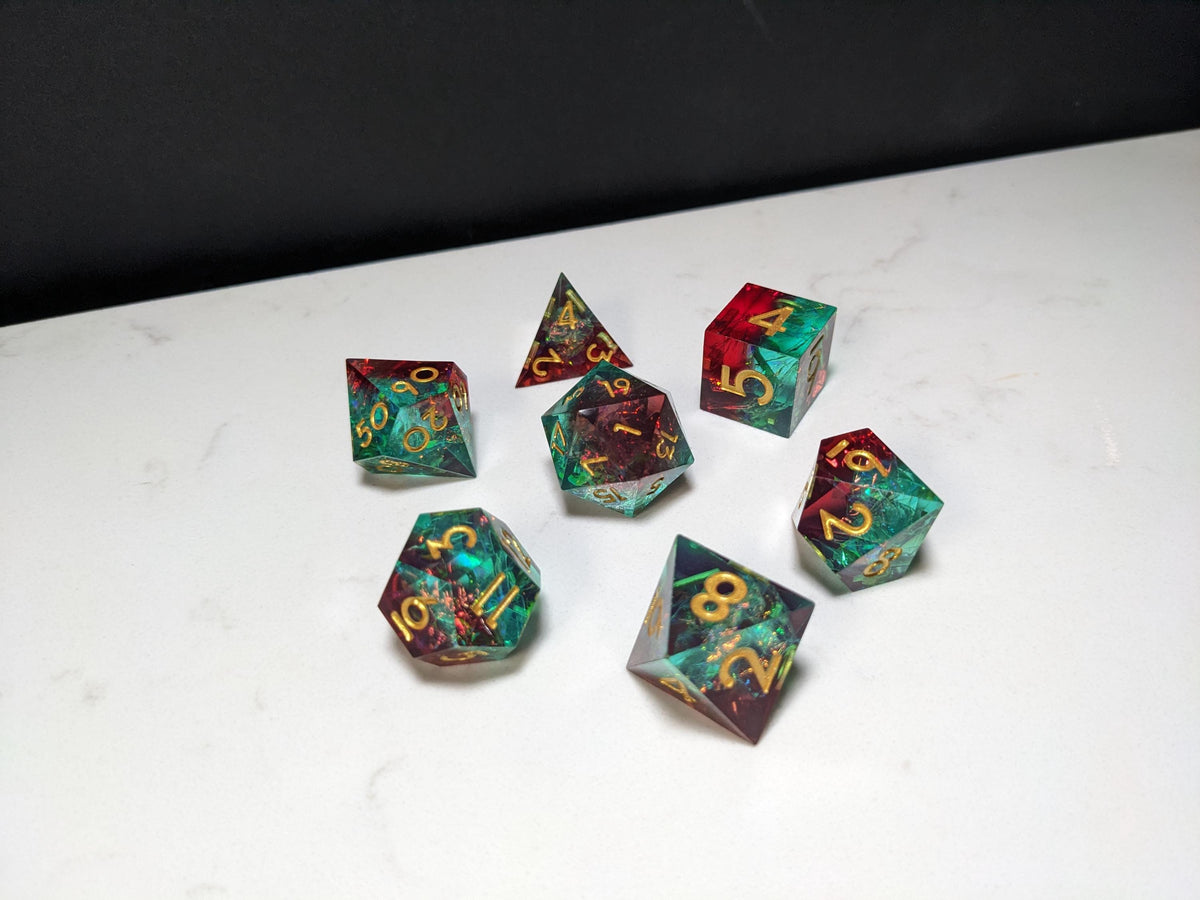 Sharp Edge D&D Dice Set - Translucent Red Blue