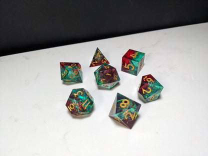 Sharp Edge D&D Dice Set - Translucent Red Blue