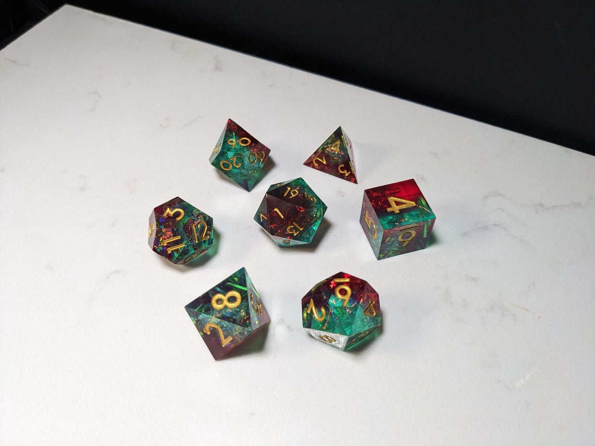 Sharp Edge D&D Dice Set - Translucent Red Blue