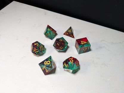 Sharp Edge D&D Dice Set - Translucent Red Blue