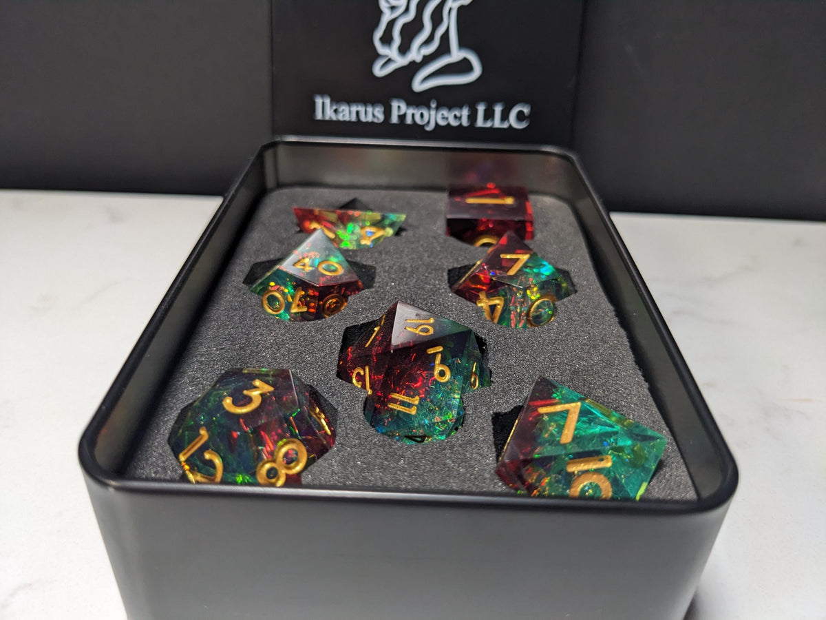 Sharp Edge D&D Dice Set - Translucent Red Blue
