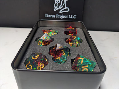 Sharp Edge D&D Dice Set - Translucent Red Blue