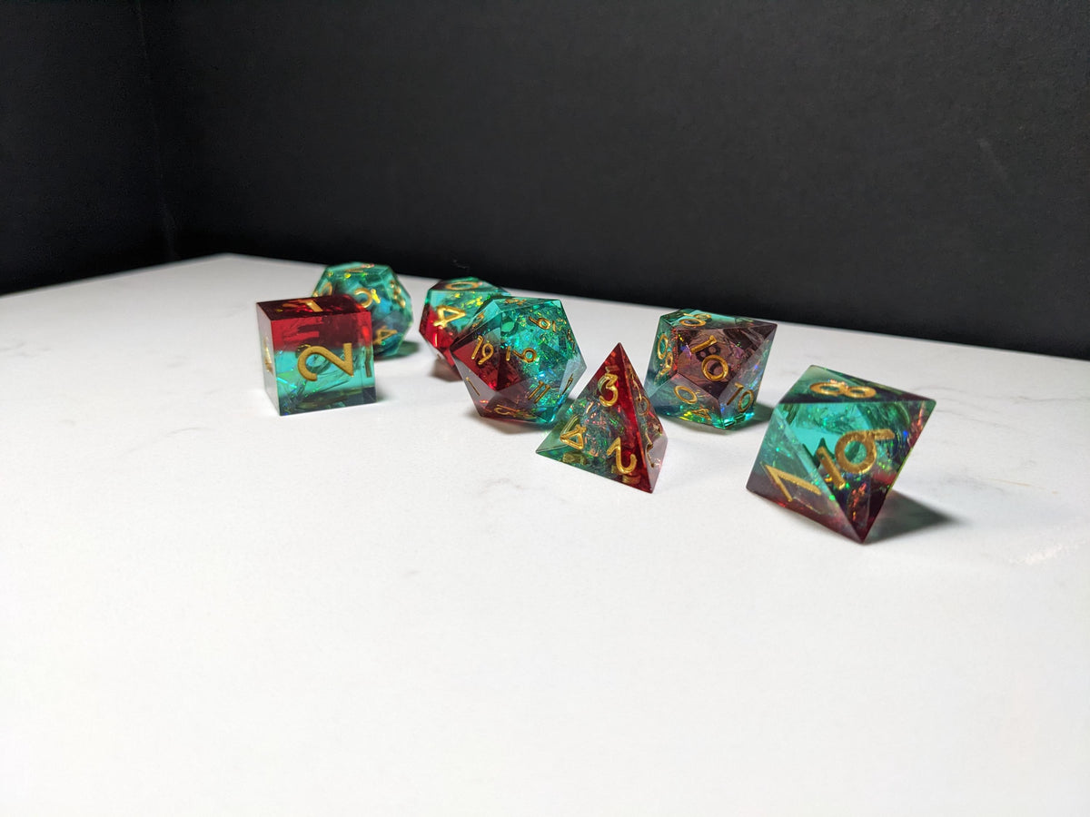 Sharp Edge D&D Dice Set - Translucent Red Blue