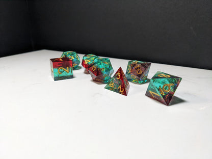 Sharp Edge D&D Dice Set - Translucent Red Blue