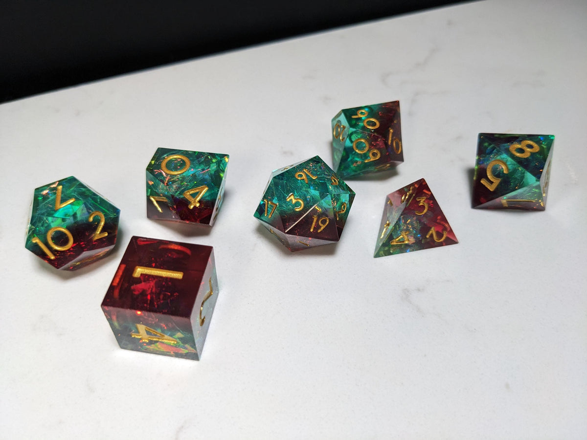 Sharp Edge D&D Dice Set - Translucent Red Blue