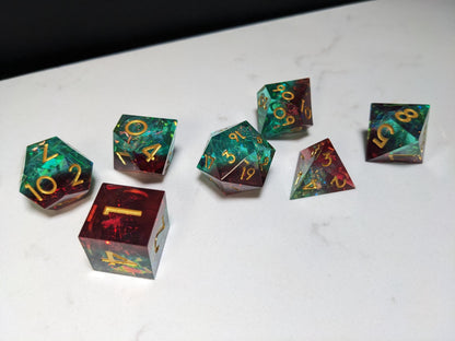 Sharp Edge D&D Dice Set - Translucent Red Blue