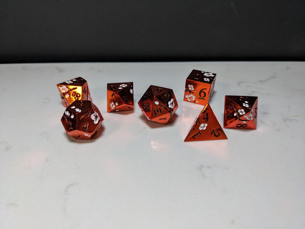 Solid Metal D&D Dice Set - Colorful Spirit Blossom