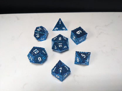 Metal D&D Dice Set - Blue Hollow Maze