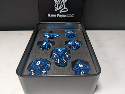 Metal D&D Dice Set - Blue Hollow Maze