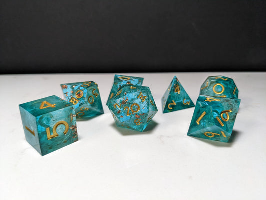 Sharp Edge D&D Dice Set - Light Teal Copper