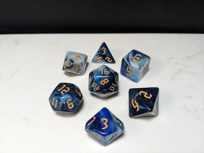 Acrylic DND Dice Set - Winter Marble with Tavern Font