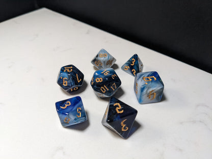 Acrylic DND Dice Set - Winter Marble with Tavern Font