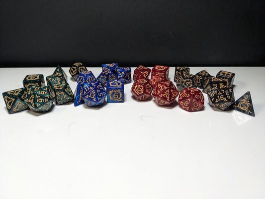 Acrylic D&D Dice Set - Ornate Velvet with Tavern Font