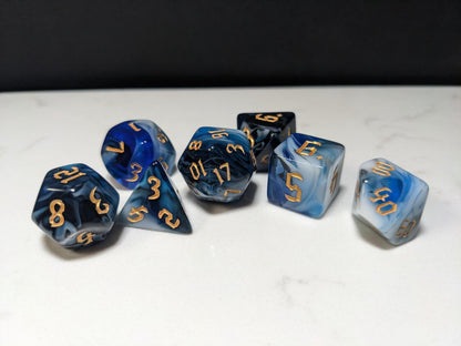 Acrylic DND Dice Set - Winter Marble with Tavern Font