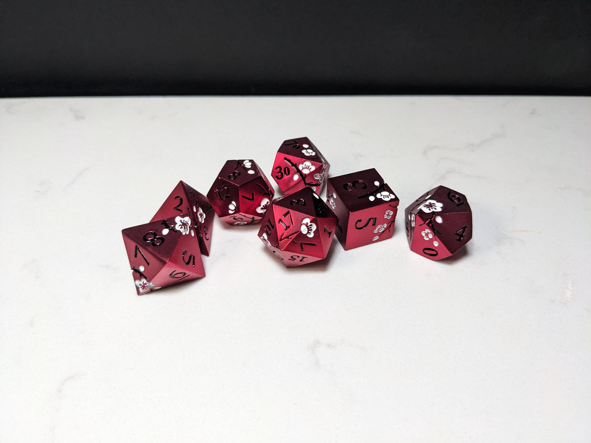 Solid Metal D&D Dice Set - Colorful Spirit Blossom