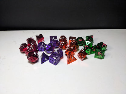Solid Metal D&D Dice Set - Colorful Spirit Blossom