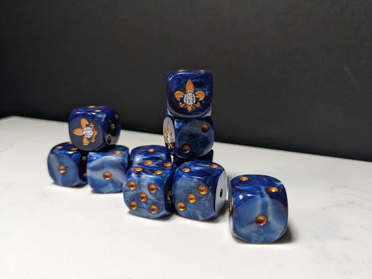 16mm Dice - Order of the Holy Rose Inspired by Sci-Fi/Fleur De Lis 10x