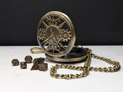 Pocket Watch Clock Gears Mini Metal D&D Dice Set