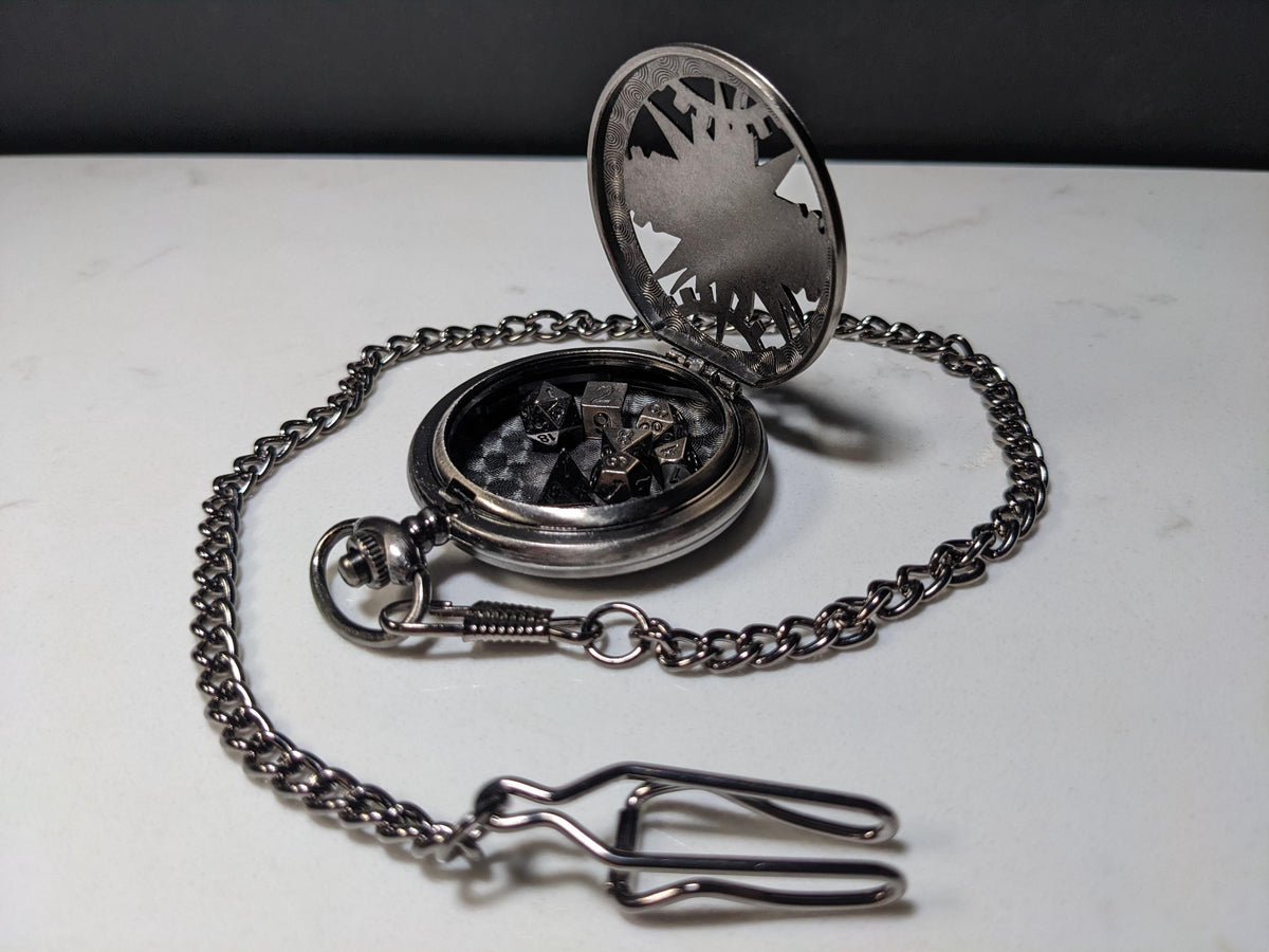 Pocket Watch Clock Gears Mini Metal D&D Dice Set