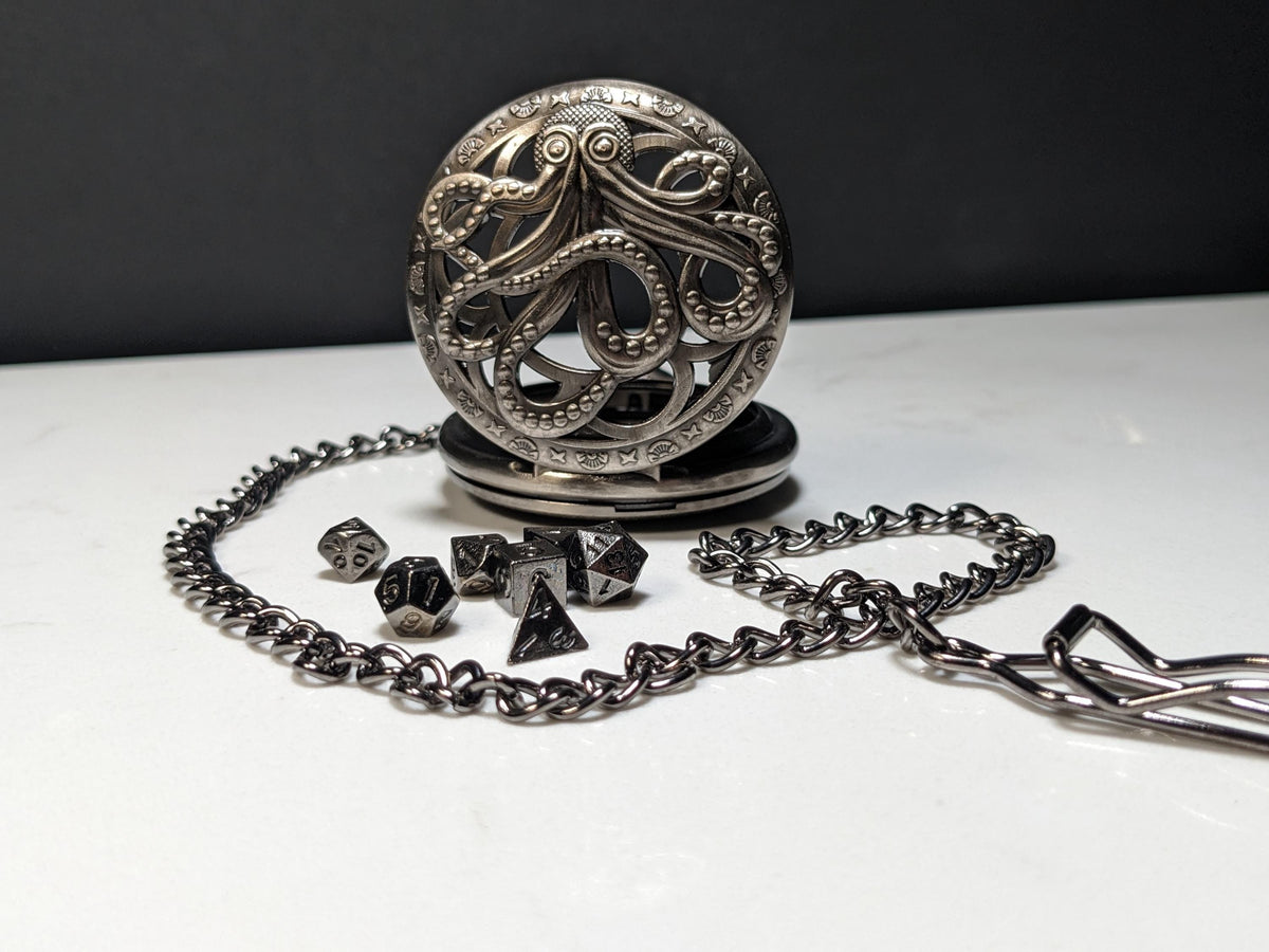 Pocket Watch Kraken Mini Metal D&D Dice Set