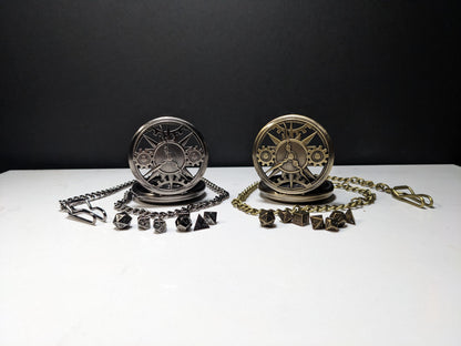 Pocket Watch Clock Gears Mini Metal D&D Dice Set